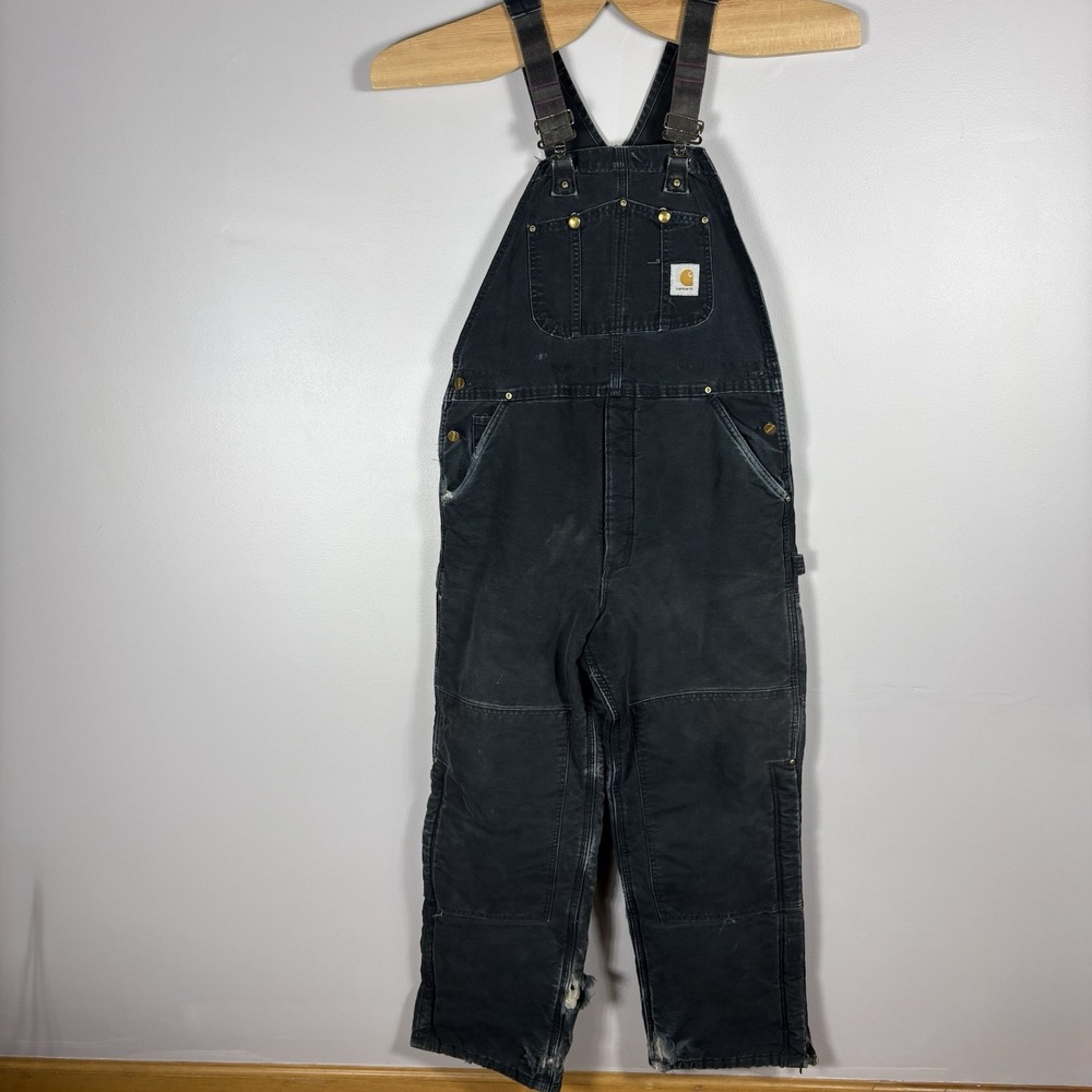 Carhartt Men's 36x32 R03 Black‎ Arctic Quilt Lined Duck Double Knee Bib Overalls